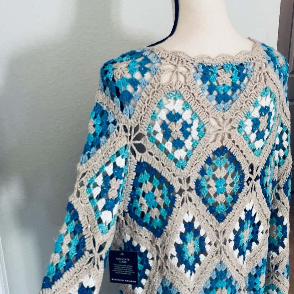 BOSTON PROPERTY, Crochet Shimmer Duster Long Cardigan, Size S/M, NEW - Picture 11 of 16